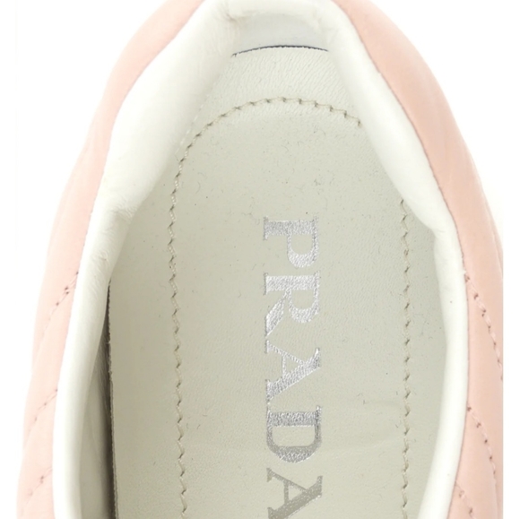 Prada Pink Quilted Leather Diagram Sneakers - Picture 6 of 7